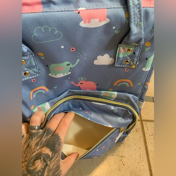 Cute Elephant Rainbow Insulated Diaper Bag Backpack - Picture 2 of 11